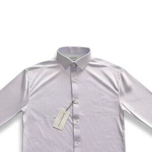 Collars & Co Men’s Dress Collar Button Up – White with Navy Dots – Large – NWT